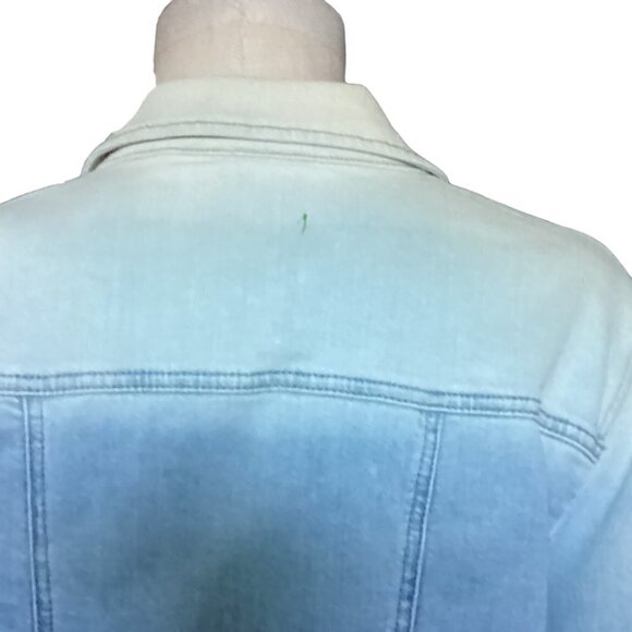 CHICOS Ombre Denim Jacket Cropped 3/4 Sleeve Sz 1 (M/8) #114G - Picture 8 of 13